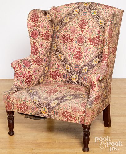 SHERATON MAHOGANY WING CHAIR,