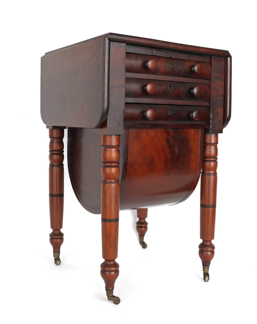 Sheraton mahogany work stand 19th