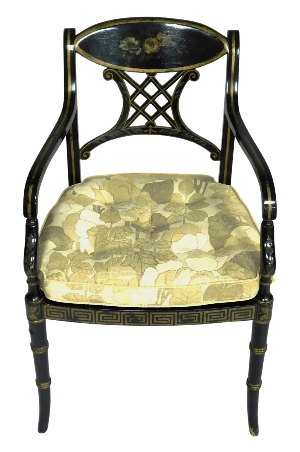 SHERATON STYLE ARMCHAIR, 20TH C.,