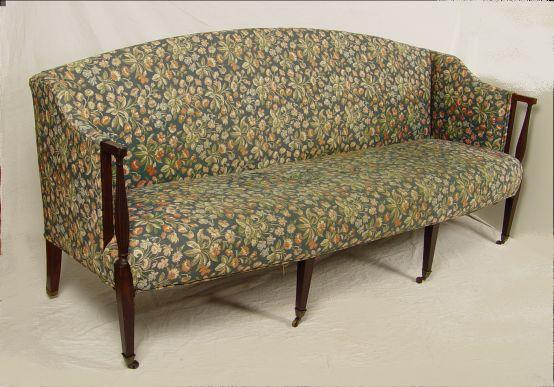 SHERATON STYLE MAHOGANY FRAME SOFA: