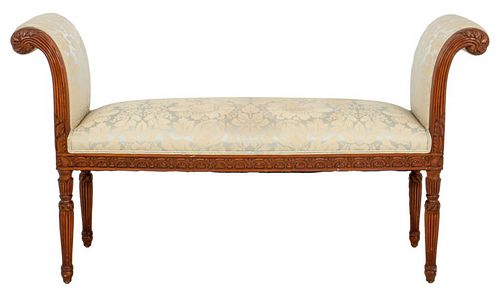 SHERATON STYLE UPHOLSTERED MAHOGANY