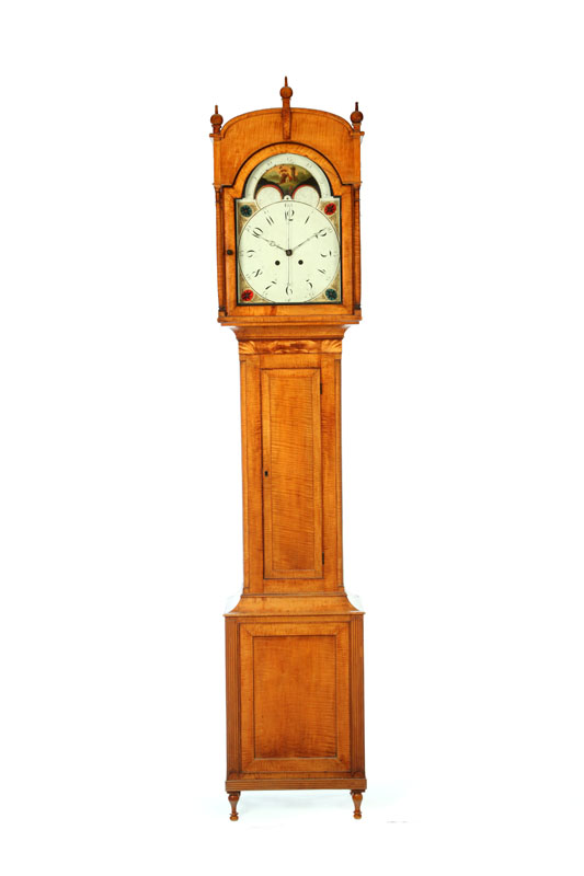 SHERATON TALL CASE CLOCK.  American