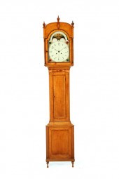 SHERATON TALL CASE CLOCK.  Ame
