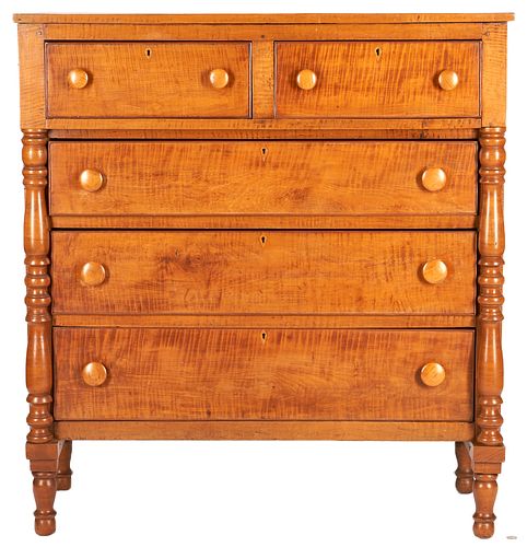 SHERATON TIGER MAPLE CHEST OF