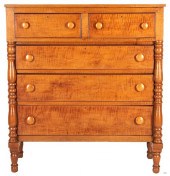 SHERATON TIGER MAPLE CHEST OF
