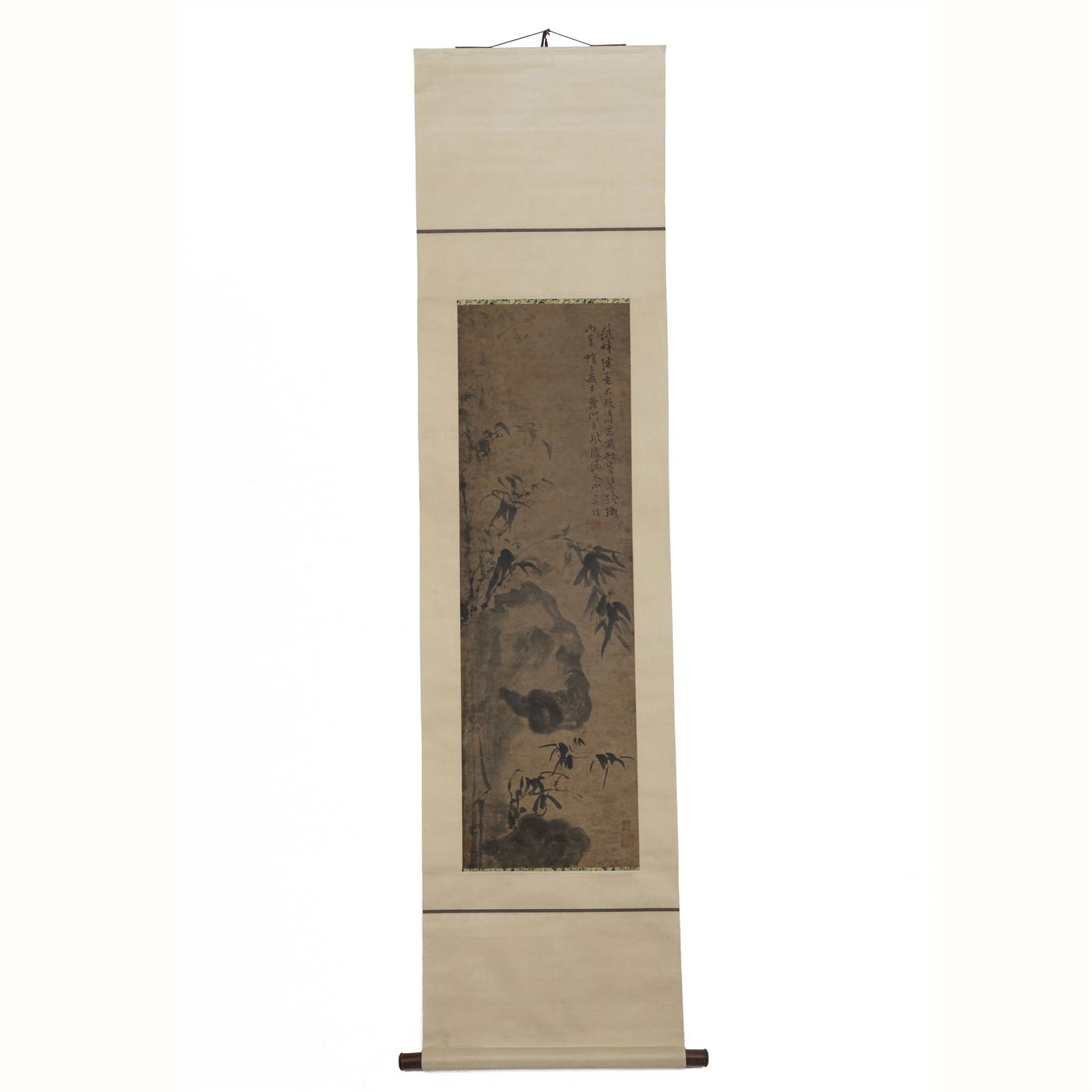 SHI TAO BAMBOO & ROCK SCROLL