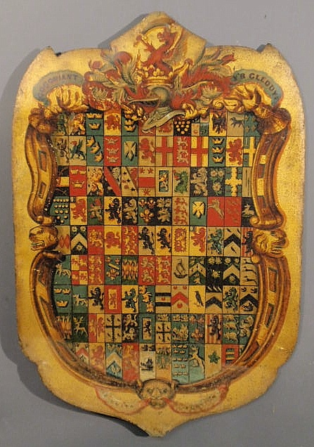 Shield form painted on tin French