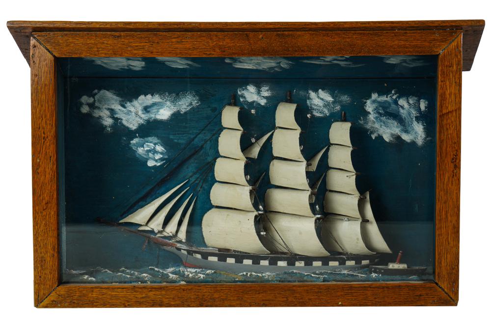 SHIP FACADE SHADOW BOXin an oak