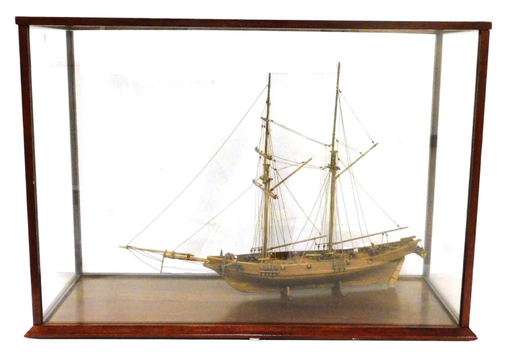 SHIP MODEL IN GLASS CASE, LATE