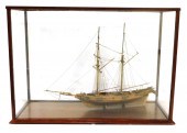 SHIP MODEL IN GLASS CASE, LATE