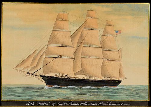 SHIP WATERCOLOR, ARBIA, DATED