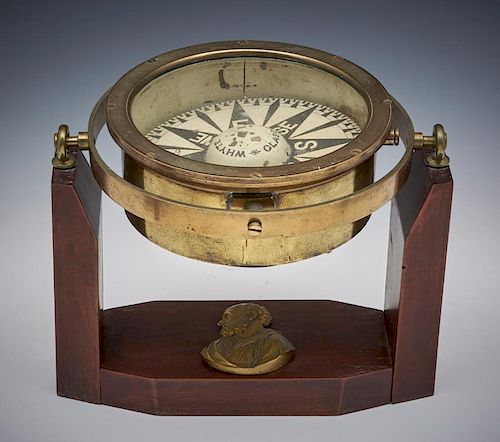 SHIPS BRASS GIMBALED COMPASS, WHYTE