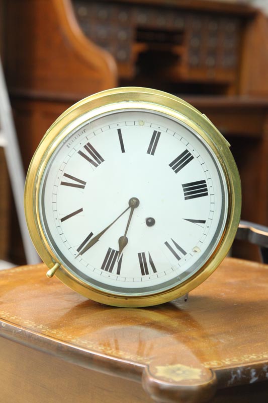SHIPS CLOCK. Brass clock with