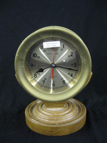 Ship's Clock brass on wooden