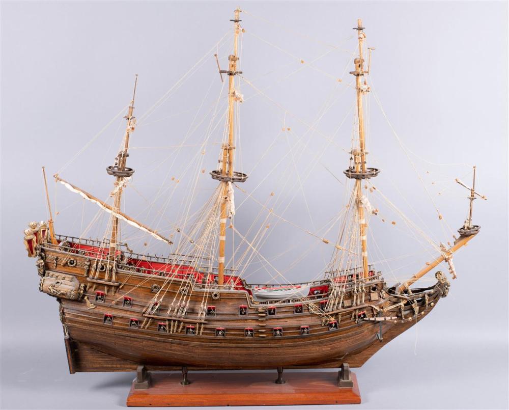 SHIP'S MODEL OF A WOODEN SPANISH