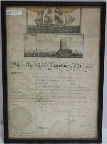 SHIP’S PASSPORT, SIGNED BY