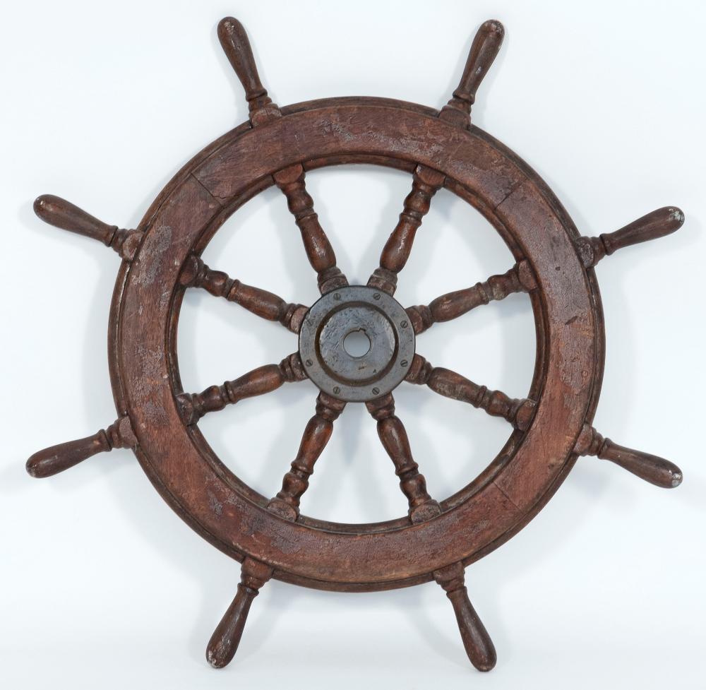 SHIP'S WHEEL WITH BRONZE HUB