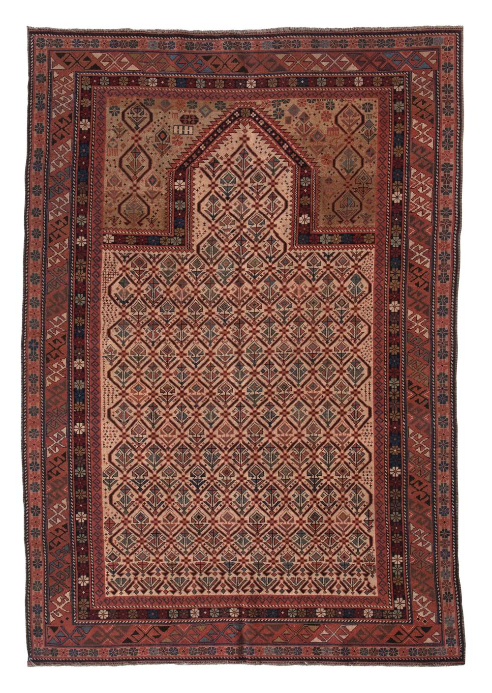 SHIRVAN DESIGN PRAYER RUG: 5’8” X