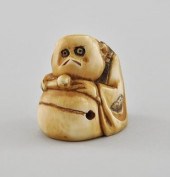Shojo with Drum Ivory Netsuke