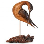 SHOREBIRD CARVED WOOD SCULPTUR