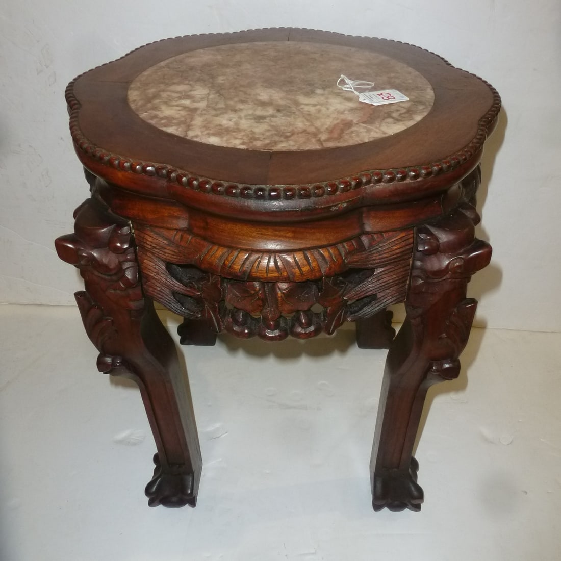 SHORT ROUND ASIAN FERN STAND WITH
