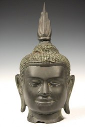SIAMESE BRONZE BUDDHA HEAD - 1