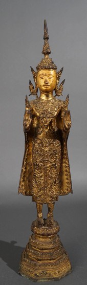 SIAMESE GILT METAL FIGURE OF S