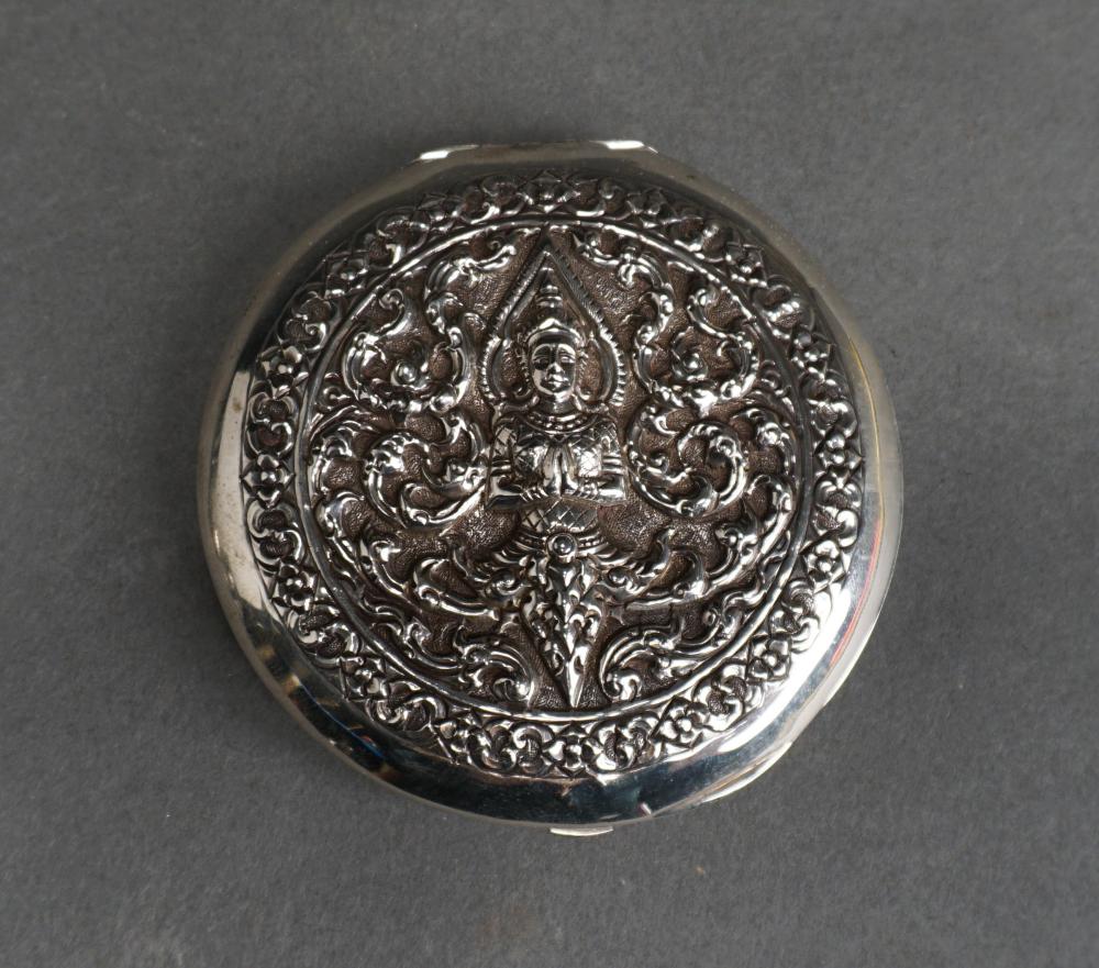 SIAMESE STERLING SILVER COMPACT,