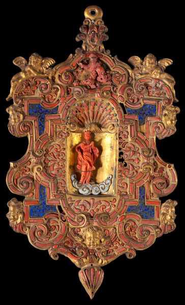 Sicilian Coral & Gilt Holy Water