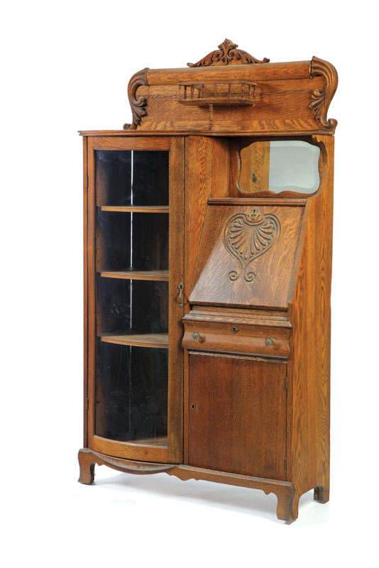 SIDE BY SIDE BOOKCASE. Oak having a
