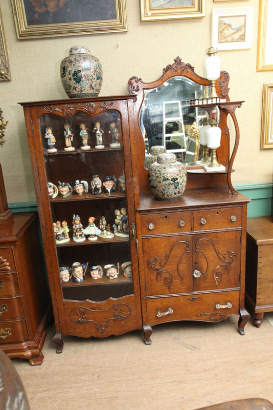 SIDE BY SIDE SERVER/BOOKCASE. Oak