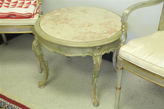 SIDE STAND. Round stand painted