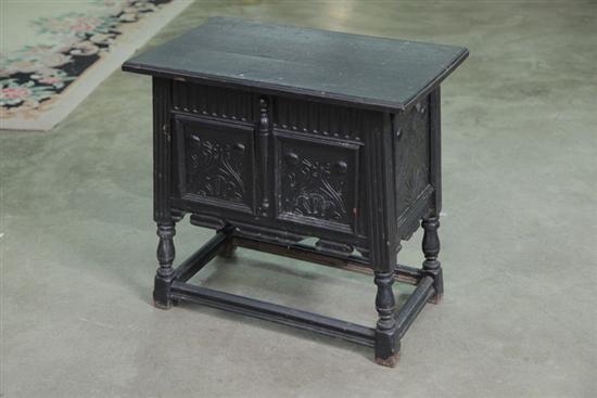 SIDE TABLE. Small black painted