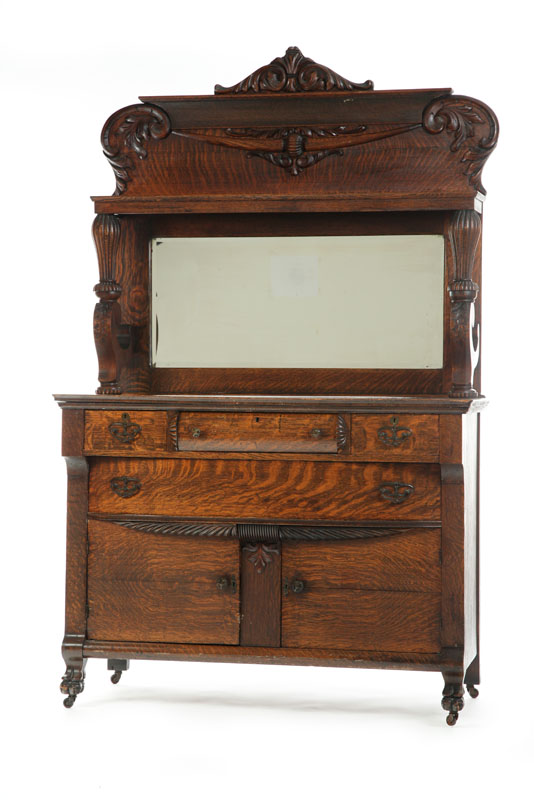 SIDEBOARD WITH MIRRORED BACK. Oak