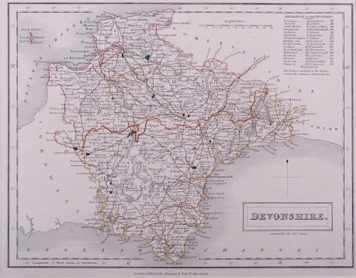 SIDNEY HALL MAP OF DEVONSHIRE