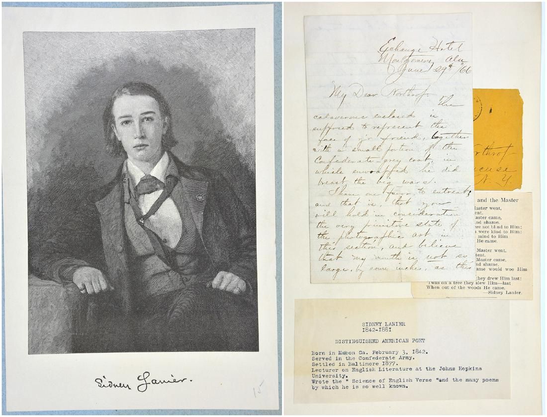 SIDNEY LANIER HANDWRITTEN LETTER