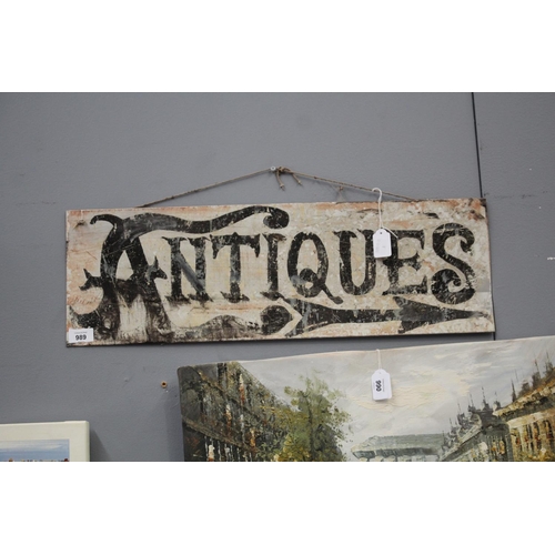 Sign - Antiques, approx 21cm x 66cm