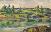 SIGNE LARSON SIGNED WATERCOLOR