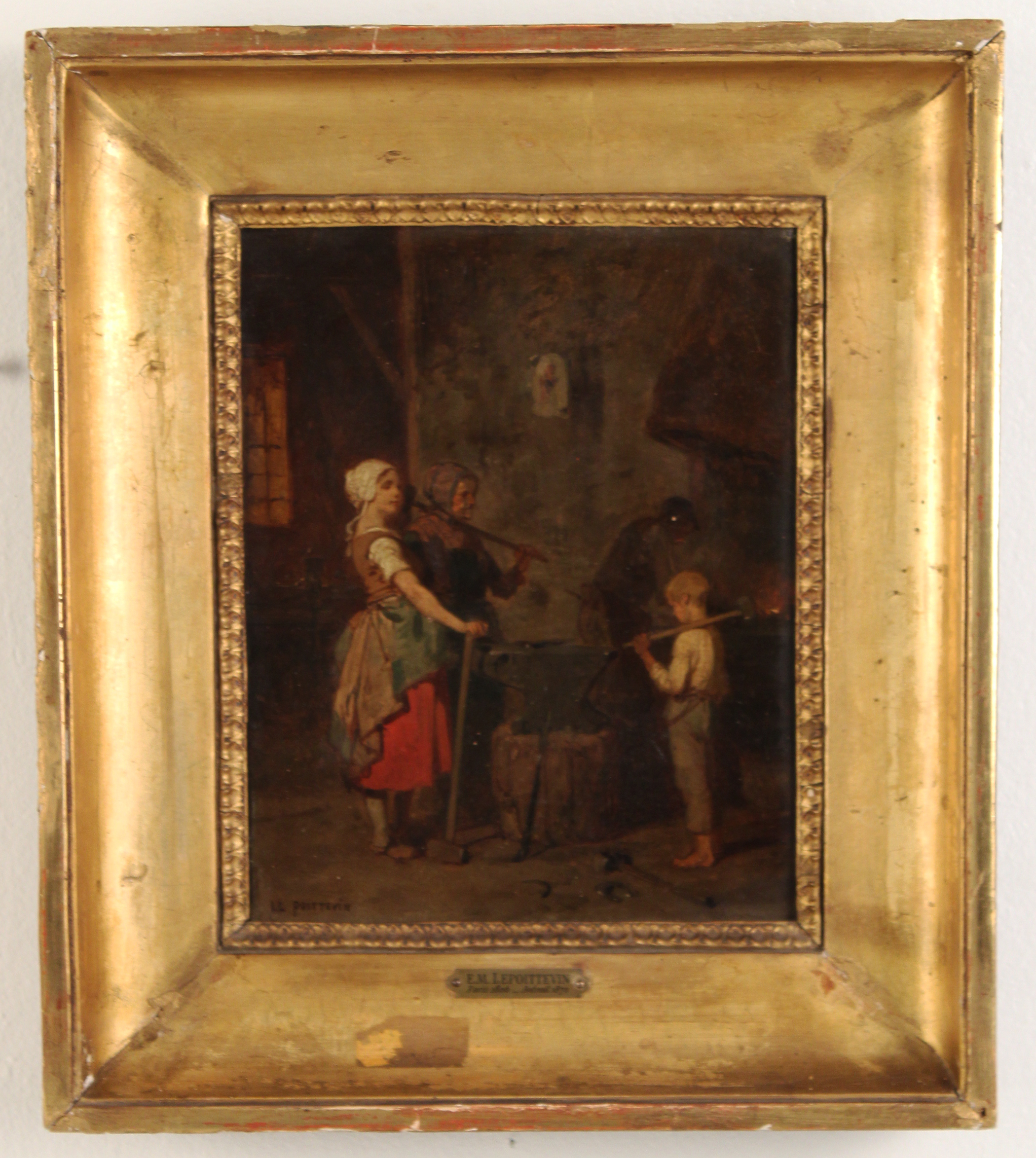 SIGNED 19TH C. O/C INTERIOR SCENE