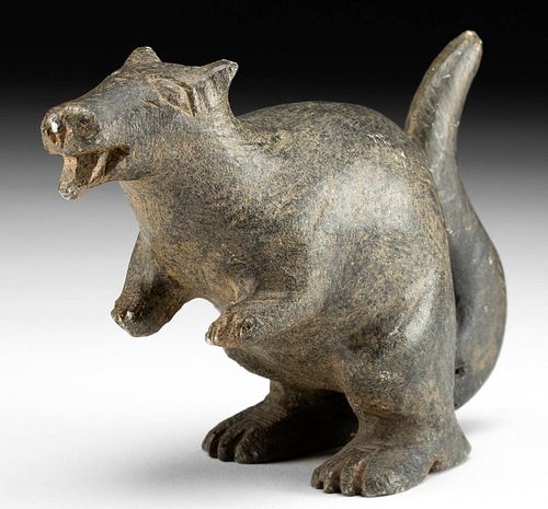 SIGNED 20TH C. INUIT SOAPSTONE