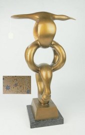 SIGNED ABSTRACT BRONZE FACE TO