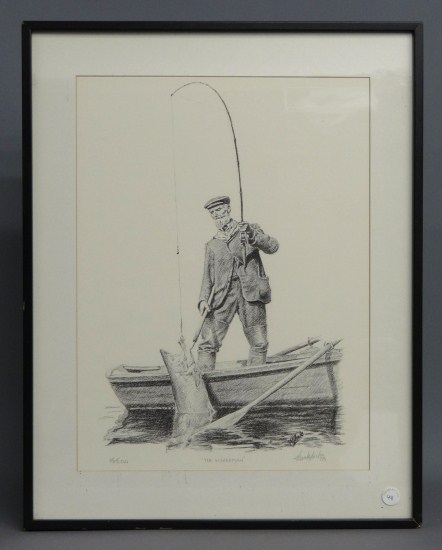 Signed and numbered fishing print