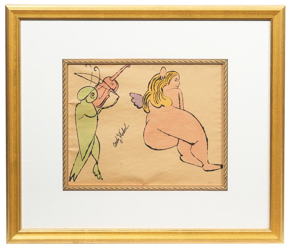 SIGNED ANDY WARHOL FRAMED W/C &