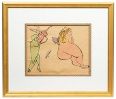 SIGNED ANDY WARHOL FRAMED W/C