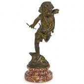 SIGNED ANTIQUE BRONZE EROS SCU