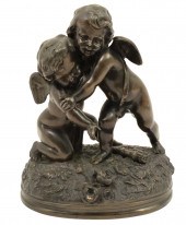SIGNED ANTIQUE BRONZE SCULPTUR