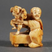 SIGNED ANTIQUE CARVED IVORY PU