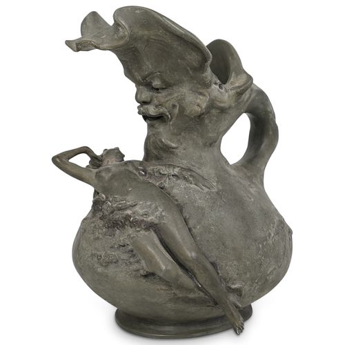 SIGNED ART NOUVEAU PEWTER FIGURAL