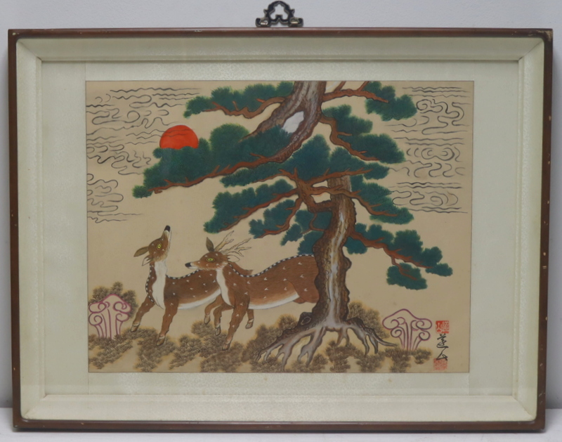 SIGNED ASIAN PAINTING OF TWO