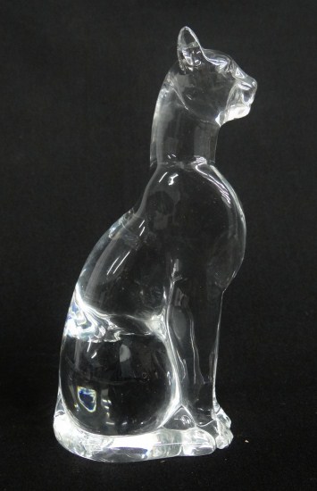Signed Baccarat cat figurine. 6''